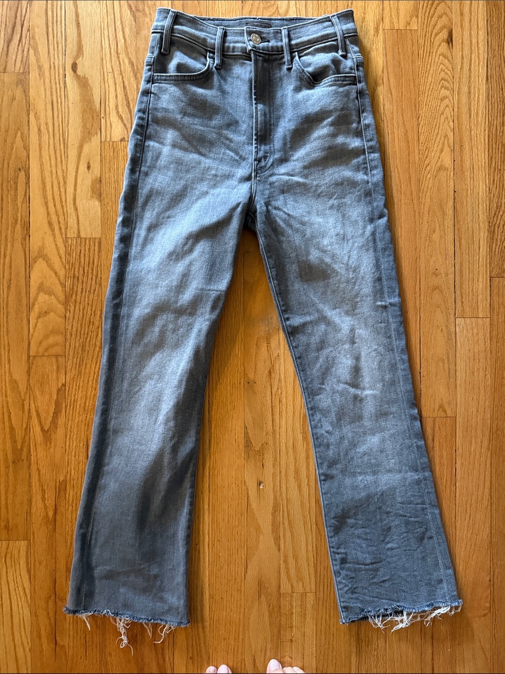 MOTHER Wide-Leg Jeans in Washed Gray-Blue